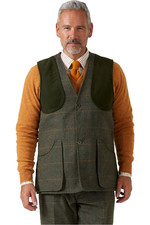 2022 Alan Paine Mens Rutland Tweed Shooting Waistcoat RUTGSHW  - Seaweed